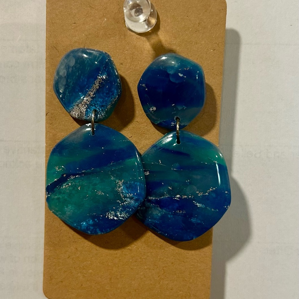 Blue and Silver Dangle Earrings